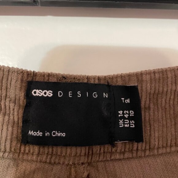 ASOS Design Corduroy Pants (Brown) 10 Tall High Rise - Picture 3 of 9